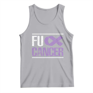 Fuck Cancer Tank Top Funny National Cancer Prevention Month Lavender Ribbon TS11 Athletic Heather Print Your Wear