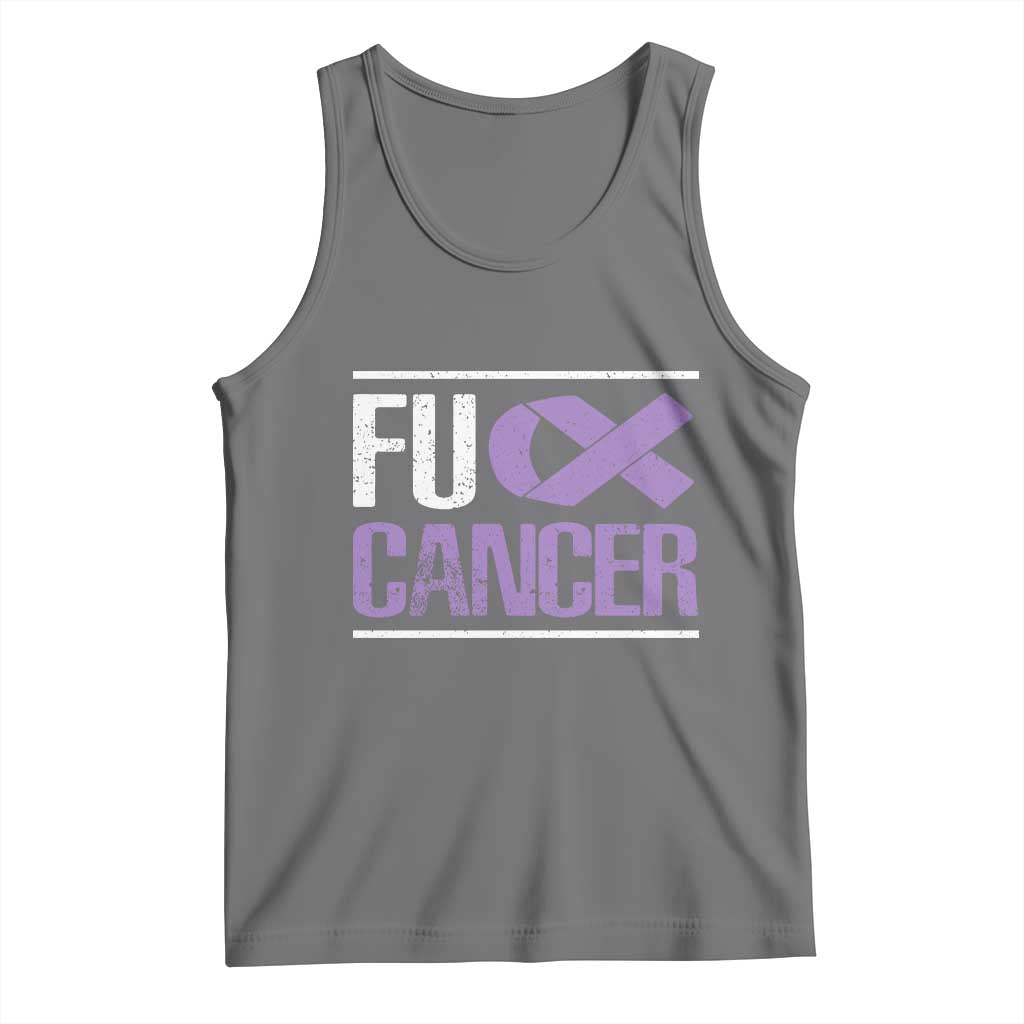 Fuck Cancer Tank Top Funny National Cancer Prevention Month Lavender Ribbon TS11 Black Heather Print Your Wear