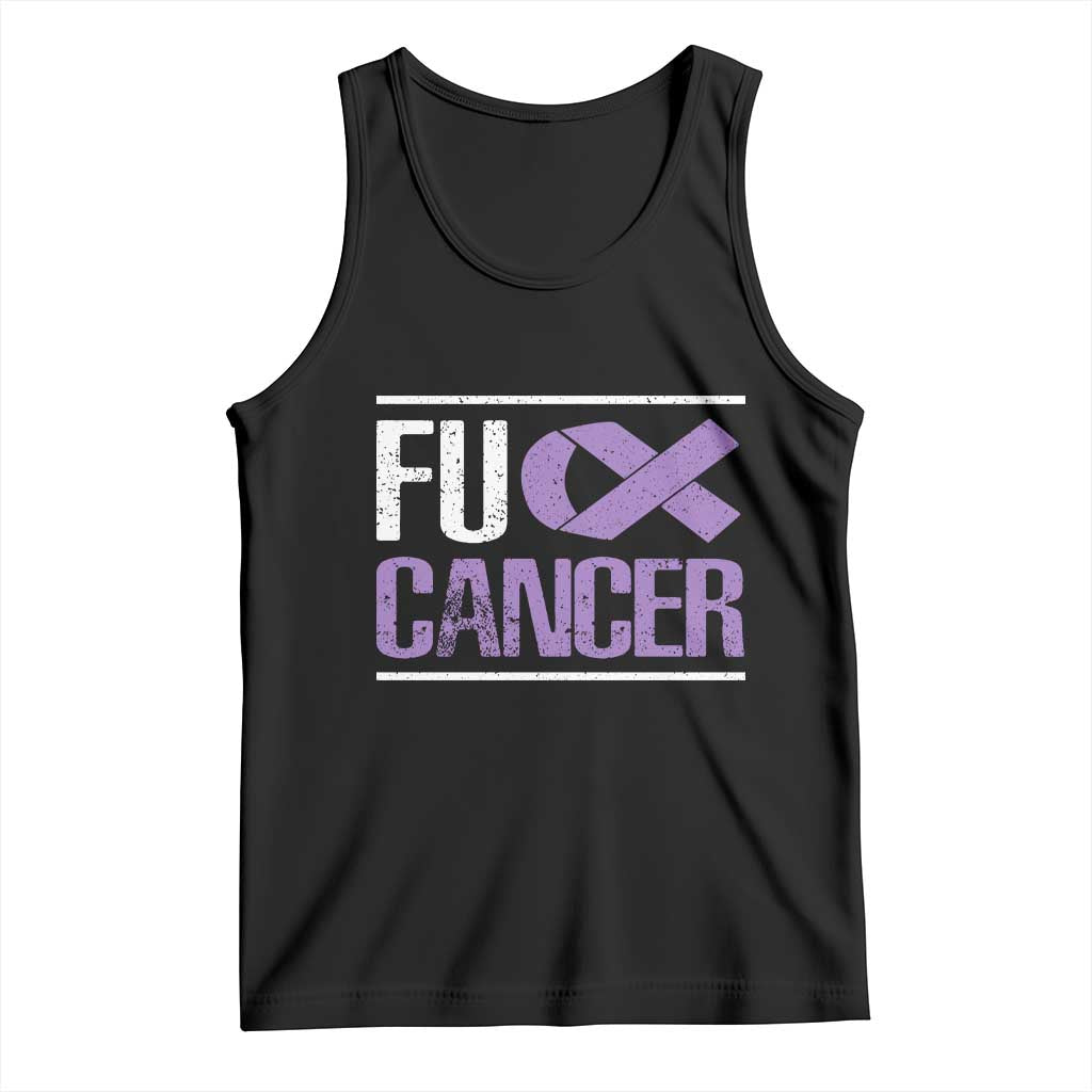 Fuck Cancer Tank Top Funny National Cancer Prevention Month Lavender Ribbon TS11 Black Print Your Wear