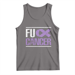 Fuck Cancer Tank Top Funny National Cancer Prevention Month Lavender Ribbon TS11 Deep Heather Print Your Wear