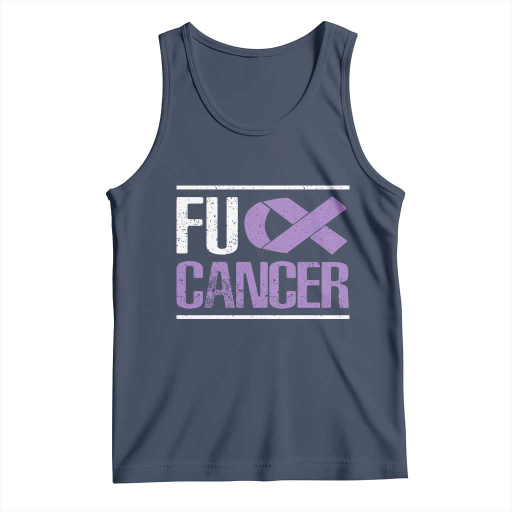 Fuck Cancer Tank Top Funny National Cancer Prevention Month Lavender Ribbon TS11 Navy Print Your Wear