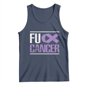 Fuck Cancer Tank Top Funny National Cancer Prevention Month Lavender Ribbon TS11 Navy Print Your Wear