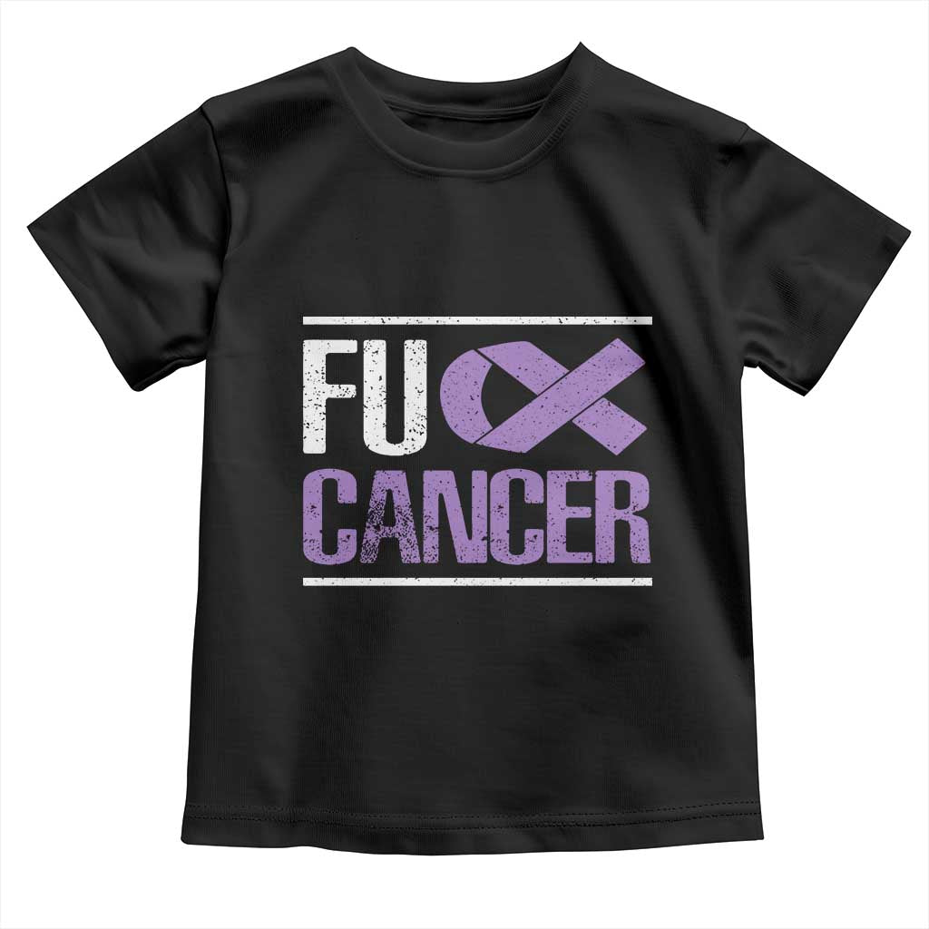 Fuck Cancer Toddler T Shirt Funny National Cancer Prevention Month Lavender Ribbon TS11 Black Print Your Wear