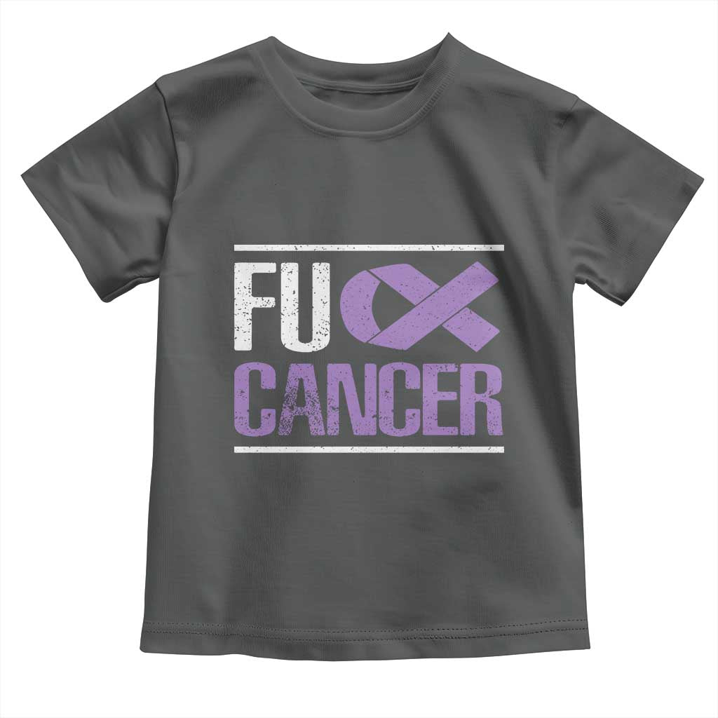 Fuck Cancer Toddler T Shirt Funny National Cancer Prevention Month Lavender Ribbon TS11 Dark Heather Print Your Wear