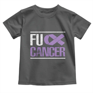 Fuck Cancer Toddler T Shirt Funny National Cancer Prevention Month Lavender Ribbon TS11 Dark Heather Print Your Wear