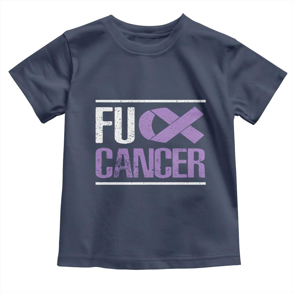Fuck Cancer Toddler T Shirt Funny National Cancer Prevention Month Lavender Ribbon TS11 Navy Print Your Wear