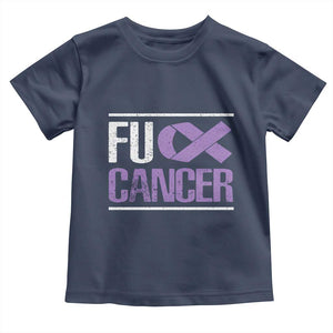 Fuck Cancer Toddler T Shirt Funny National Cancer Prevention Month Lavender Ribbon TS11 Navy Print Your Wear