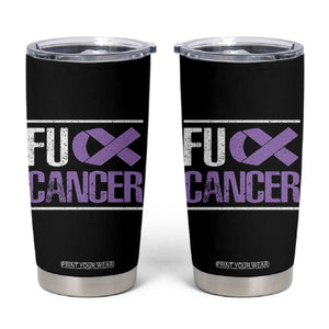Fuck Cancer Tumbler Cup Funny National Cancer Prevention Month Lavender Ribbon TS11 Black Print Your Wear