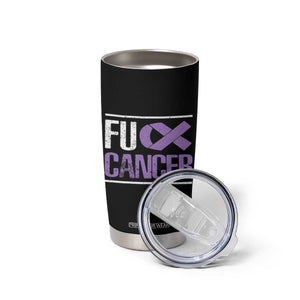 Fuck Cancer Tumbler Cup Funny National Cancer Prevention Month Lavender Ribbon TS11 Print Your Wear