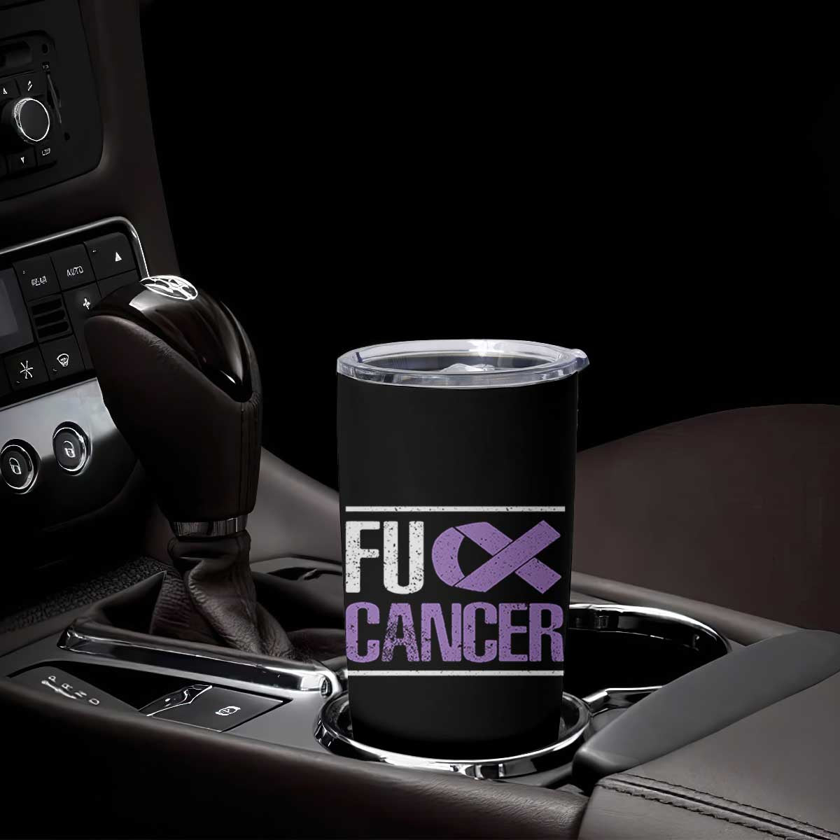 Fuck Cancer Tumbler Cup Funny National Cancer Prevention Month Lavender Ribbon TS11 Print Your Wear