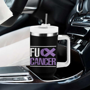 Fuck Cancer Tumbler With Handle Funny National Cancer Prevention Month Lavender Ribbon TS11 Print Your Wear