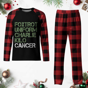 Foxtrot Uniform Charlie Kilo Cancer Plaid Pajama Set Funny Fuck Cancer Military Alphabet TS11 Buffalo Plaid Print Your Wear