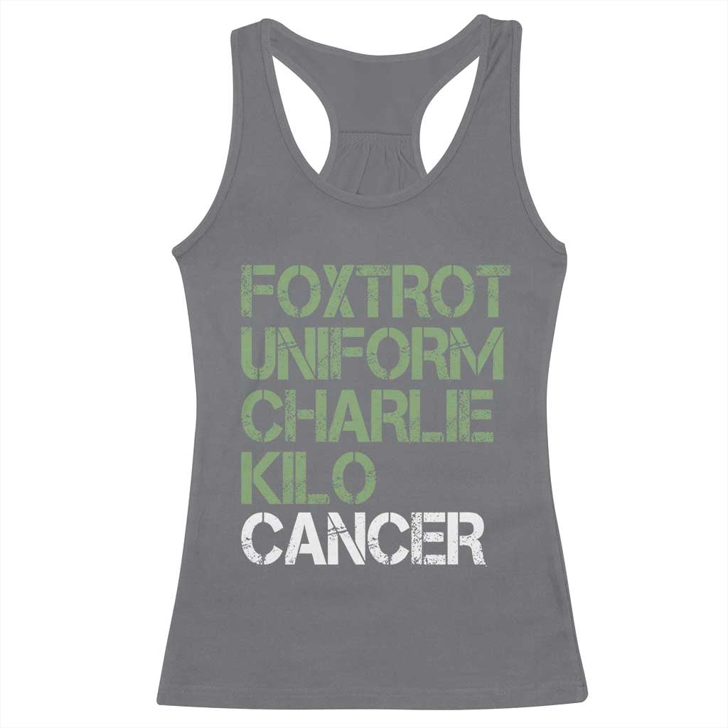 Foxtrot Uniform Charlie Kilo Cancer Racerback Tank Top Funny Fuck Cancer Military Alphabet TS11 Charcoal Print Your Wear