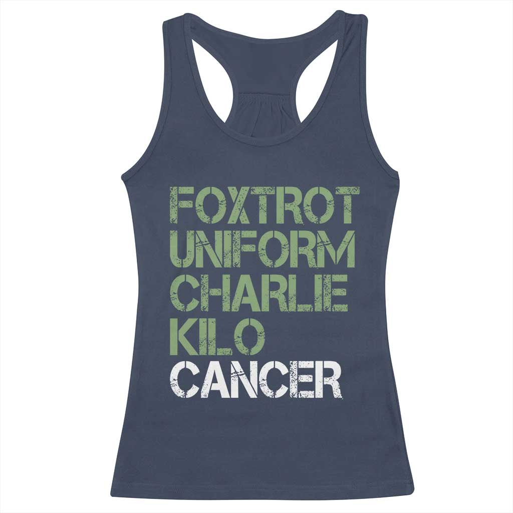 Foxtrot Uniform Charlie Kilo Cancer Racerback Tank Top Funny Fuck Cancer Military Alphabet TS11 Navy Print Your Wear