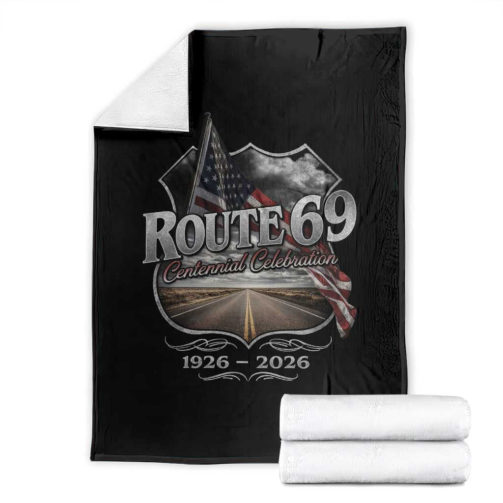 US Route 69 Centennial Celebration Throw Blanket Highway Road 100 Years Anniversary American Flag TS11 Black Print Your Wear