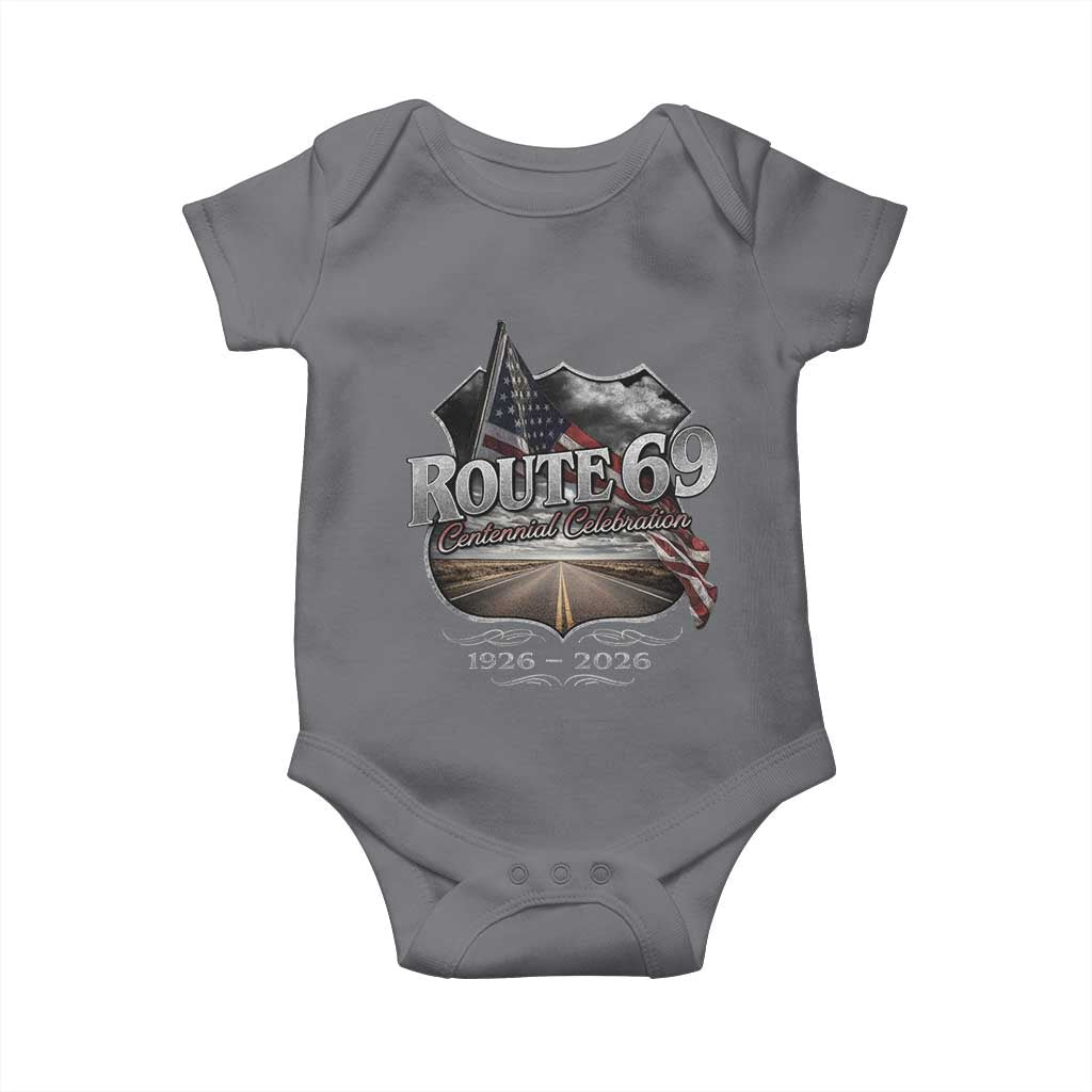 US Route 69 Centennial Celebration Baby Onesie Highway Road 100 Years Anniversary American Flag TS11 Charcoal Print Your Wear