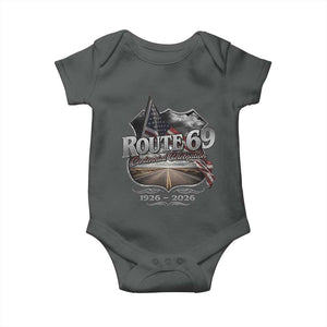 US Route 69 Centennial Celebration Baby Onesie Highway Road 100 Years Anniversary American Flag TS11 Dark Heather Print Your Wear