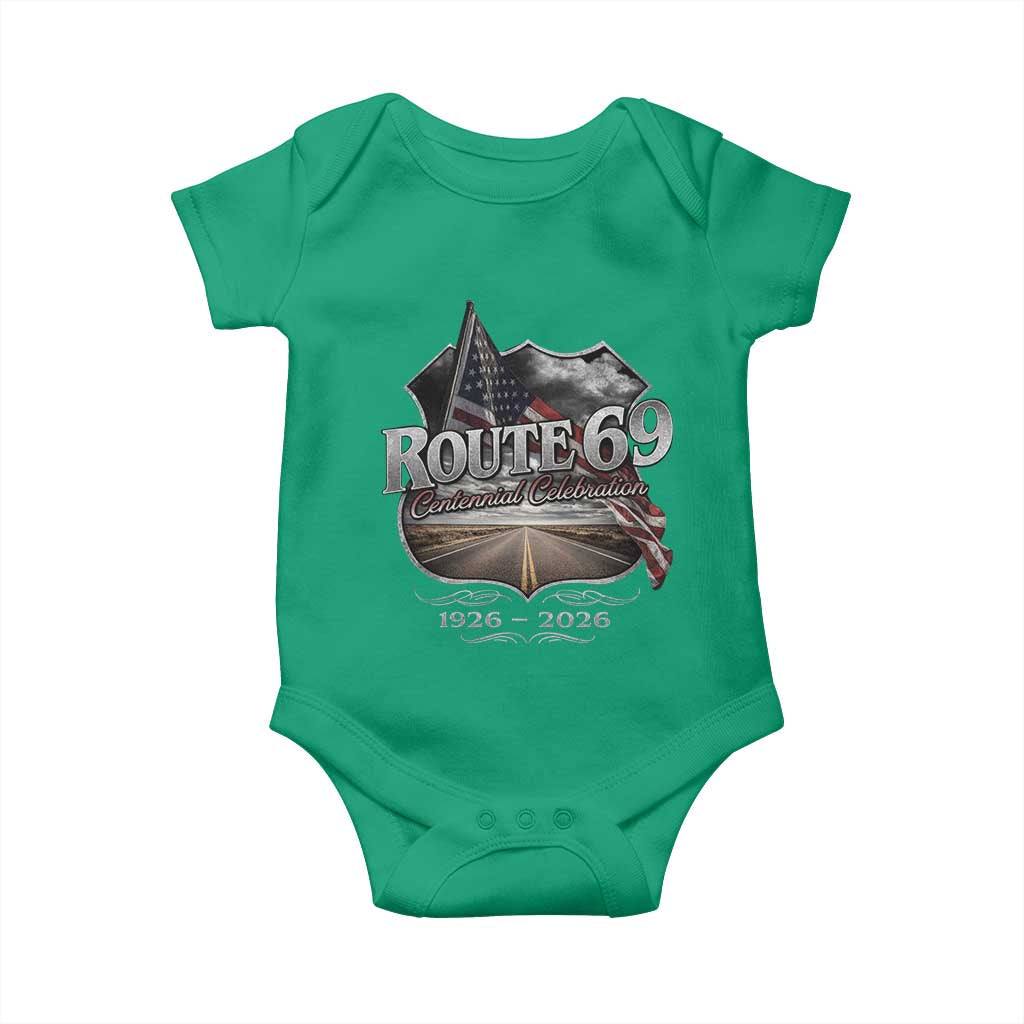 US Route 69 Centennial Celebration Baby Onesie Highway Road 100 Years Anniversary American Flag TS11 Irish Green Print Your Wear