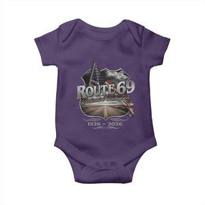 US Route 69 Centennial Celebration Baby Onesie Highway Road 100 Years Anniversary American Flag TS11 Purple Print Your Wear