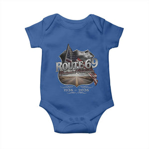 US Route 69 Centennial Celebration Baby Onesie Highway Road 100 Years Anniversary American Flag TS11 Royal Blue Print Your Wear