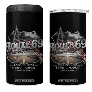 US Route 69 Centennial Celebration 4 in 1 Can Cooler Tumbler Highway Road 100 Years Anniversary American Flag TS11 One Size: 16 oz Black Print Your Wear