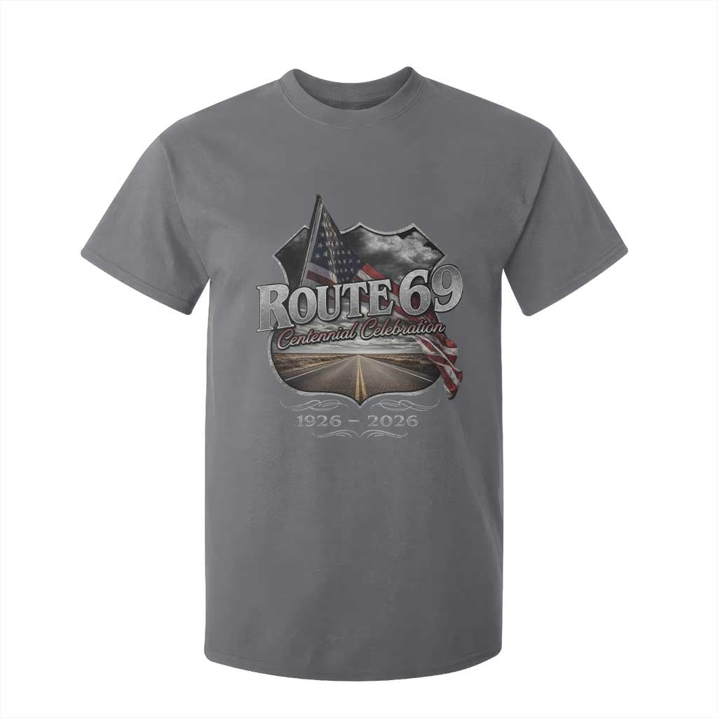 US Route 69 Centennial Celebration T Shirt For Kid Highway Road 100 Years Anniversary American Flag TS11 Charcoal Print Your Wear