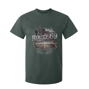 US Route 69 Centennial Celebration T Shirt For Kid Highway Road 100 Years Anniversary American Flag TS11 Dark Forest Green Print Your Wear