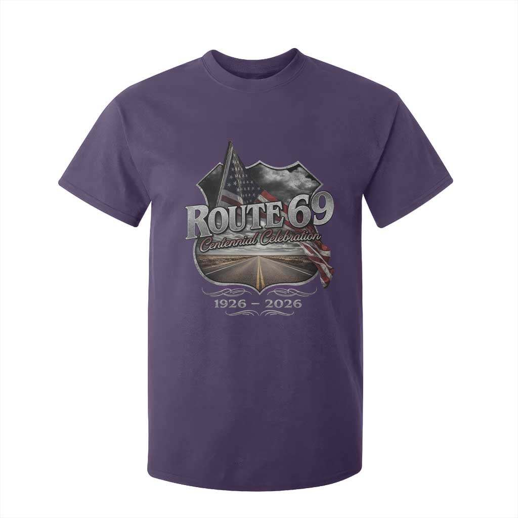 US Route 69 Centennial Celebration T Shirt For Kid Highway Road 100 Years Anniversary American Flag TS11 Purple Print Your Wear