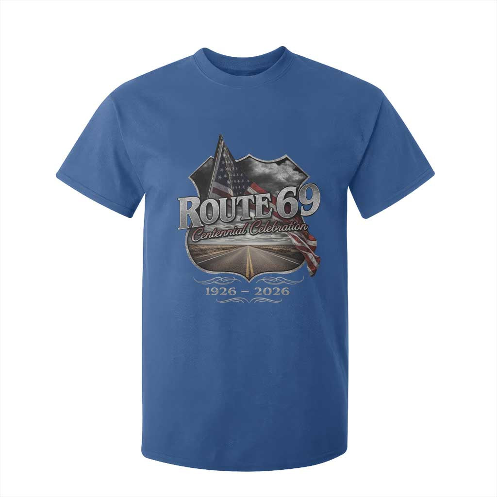 US Route 69 Centennial Celebration T Shirt For Kid Highway Road 100 Years Anniversary American Flag TS11 Royal Blue Print Your Wear