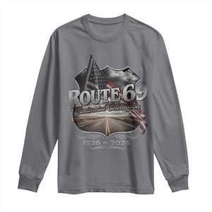 US Route 69 Centennial Celebration Long Sleeve Shirt Highway Road 100 Years Anniversary American Flag TS11 Charcoal Print Your Wear