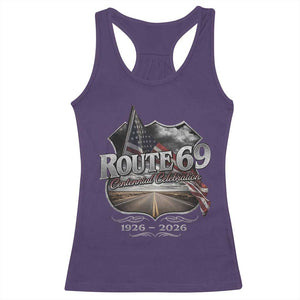 US Route 69 Centennial Celebration Racerback Tank Top Highway Road 100 Years Anniversary American Flag TS11 Purple Print Your Wear