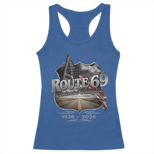 US Route 69 Centennial Celebration Racerback Tank Top Highway Road 100 Years Anniversary American Flag TS11 Royal Blue Print Your Wear