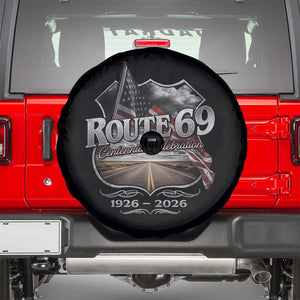 US Route 69 Centennial Celebration Spare Tire Cover Highway Road 100 Years Anniversary American Flag TS11 Black Print Your Wear