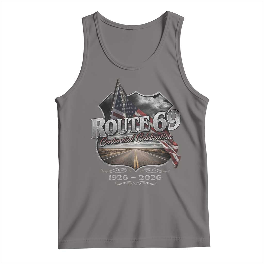 US Route 69 Centennial Celebration Tank Top Highway Road 100 Years Anniversary American Flag TS11 Deep Heather Print Your Wear
