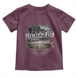 US Route 69 Centennial Celebration Toddler T Shirt Highway Road 100 Years Anniversary American Flag TS11 Maroon Print Your Wear