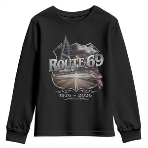 US Route 69 Centennial Celebration Youth Sweatshirt Highway Road 100 Years Anniversary American Flag TS11 Black Print Your Wear