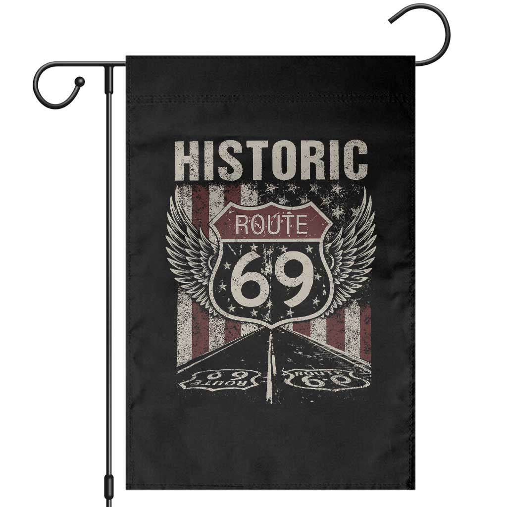 Historic Route 69 Highway Road Garden Flag Americana Vintage USA Flag TS11 Black Print Your Wear