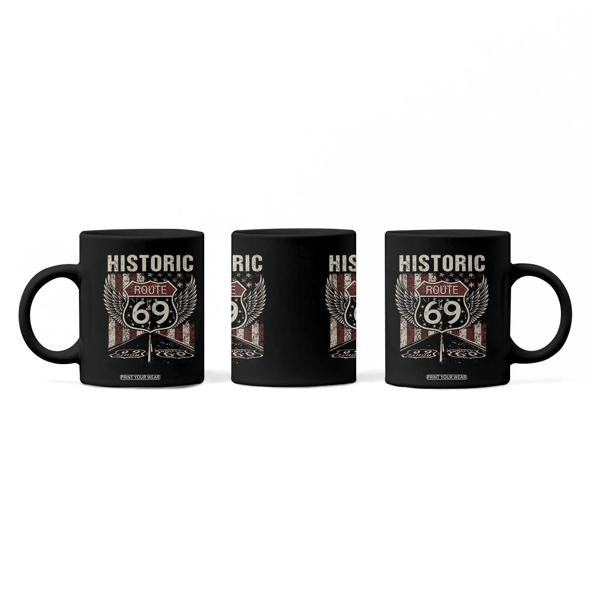 Historic Route 69 Highway Road Coffee Mug Americana Vintage USA Flag TS11 Print Your Wear