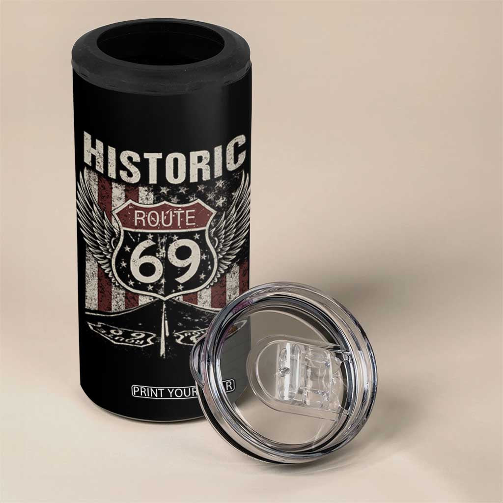 Historic Route 69 Highway Road 4 in 1 Can Cooler Tumbler Americana Vintage USA Flag TS11 Print Your Wear