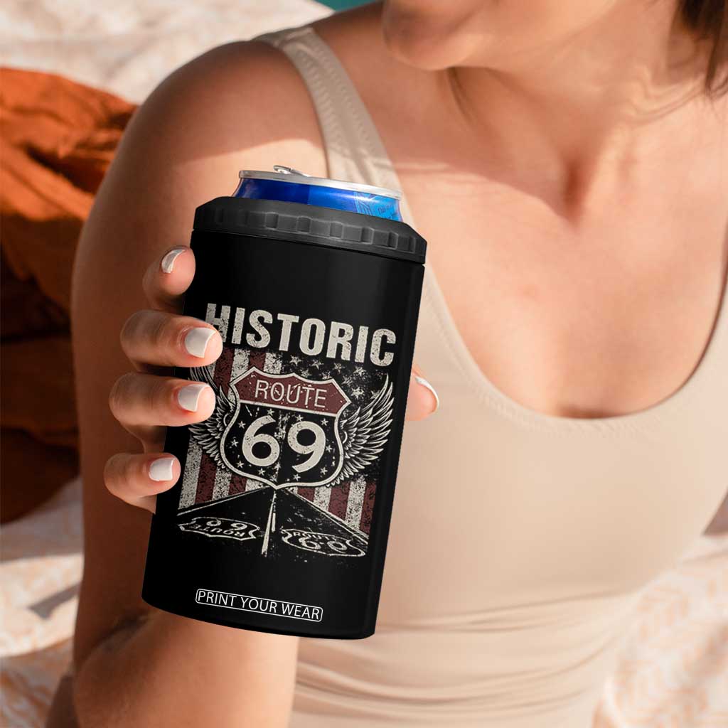 Historic Route 69 Highway Road 4 in 1 Can Cooler Tumbler Americana Vintage USA Flag TS11 Print Your Wear