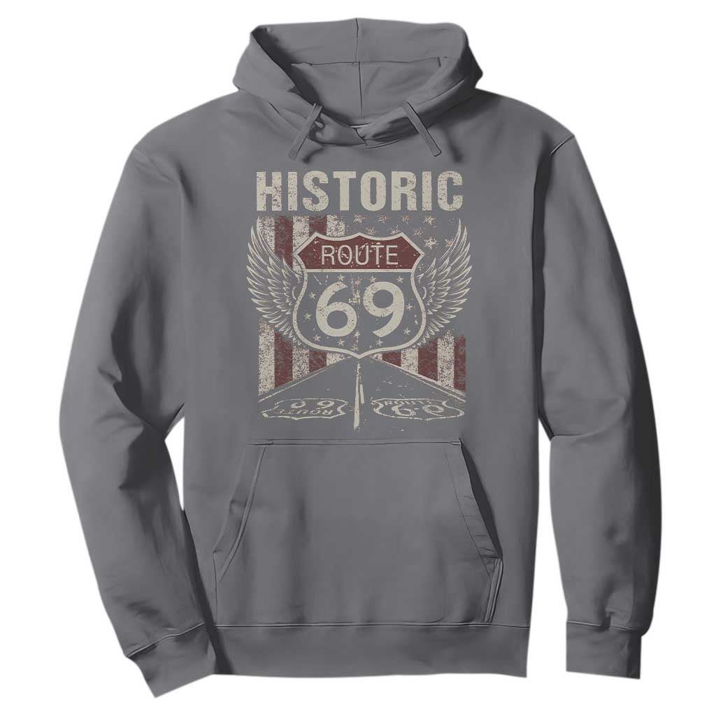 Historic Route 69 Highway Road Hoodie Americana Vintage USA Flag TS11 Charcoal Print Your Wear
