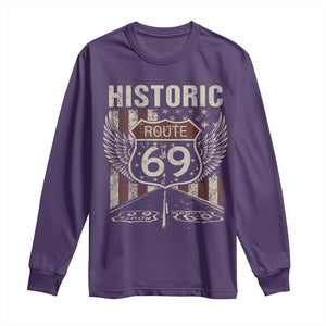 Historic Route 69 Highway Road Long Sleeve Shirt Americana Vintage USA Flag TS11 Purple Print Your Wear