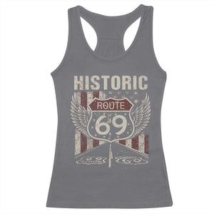 Historic Route 69 Highway Road Racerback Tank Top Americana Vintage USA Flag TS11 Charcoal Print Your Wear