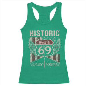 Historic Route 69 Highway Road Racerback Tank Top Americana Vintage USA Flag TS11 Irish Green Print Your Wear