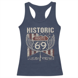 Historic Route 69 Highway Road Racerback Tank Top Americana Vintage USA Flag TS11 Navy Print Your Wear