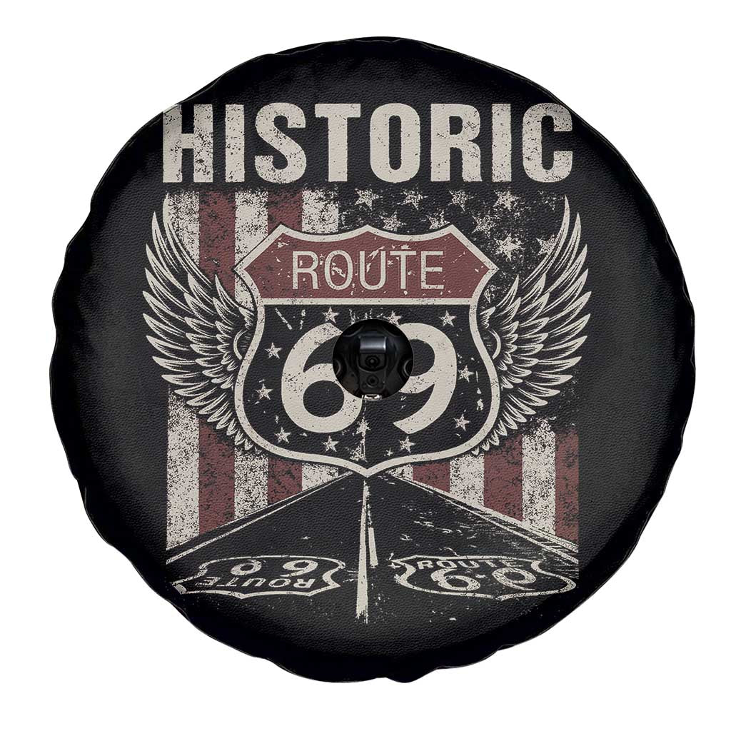 Historic Route 69 Highway Road Spare Tire Cover Americana Vintage USA Flag TS11 Print Your Wear