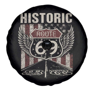 Historic Route 69 Highway Road Spare Tire Cover Americana Vintage USA Flag TS11 Print Your Wear