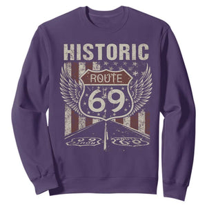 Historic Route 69 Highway Road Sweatshirt Americana Vintage USA Flag TS11 Purple Print Your Wear