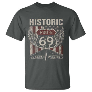 Historic Route 69 Highway Road T Shirt Americana Vintage USA Flag TS11 Dark Heather Print Your Wear