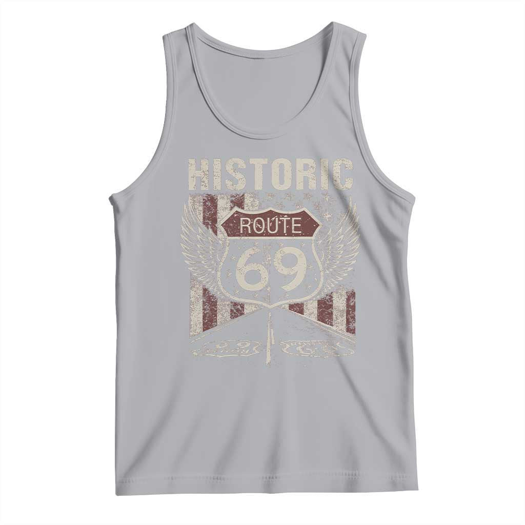 Historic Route 69 Highway Road Tank Top Americana Vintage USA Flag TS11 Athletic Heather Print Your Wear